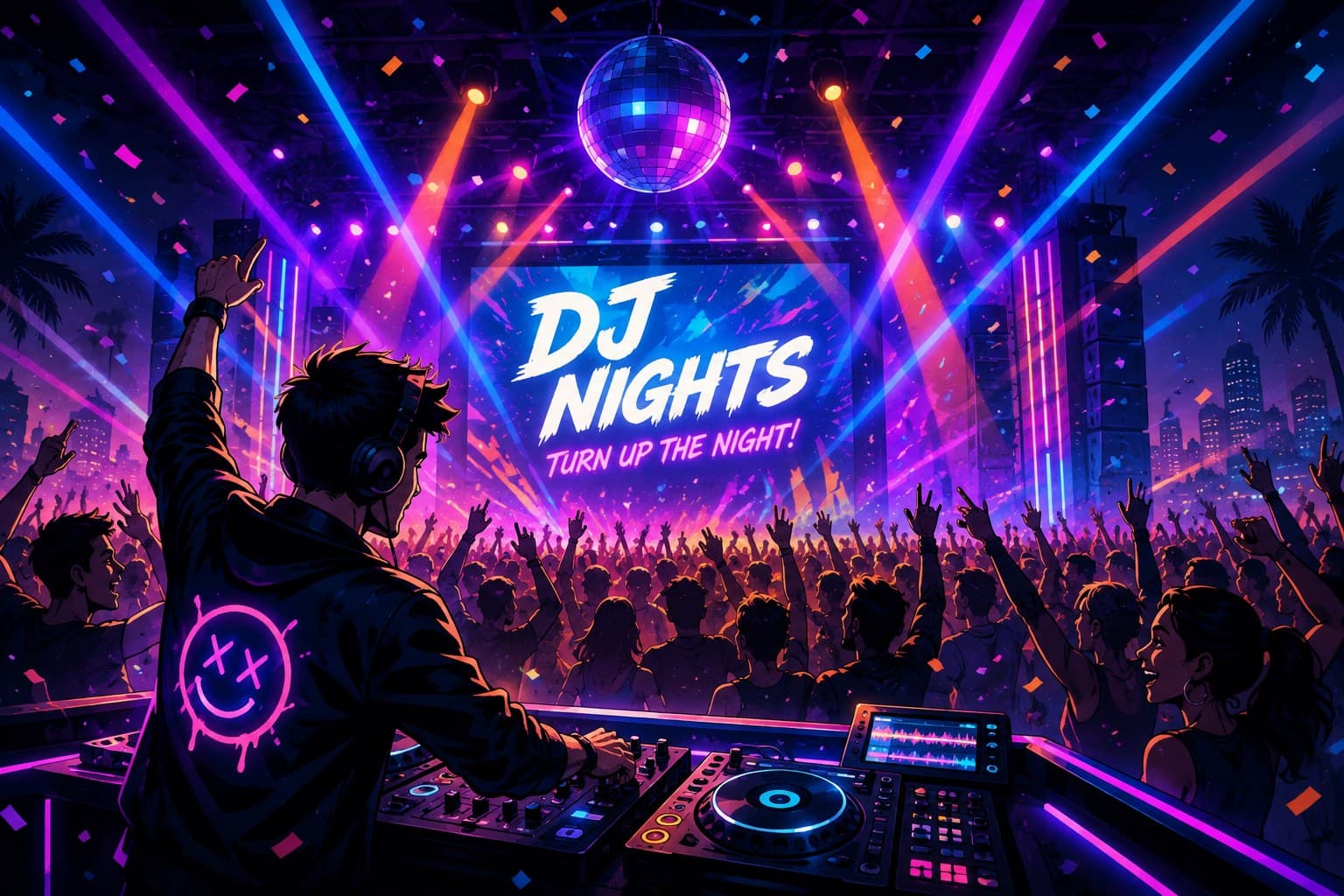 Crowd dancing at the festival DJ night