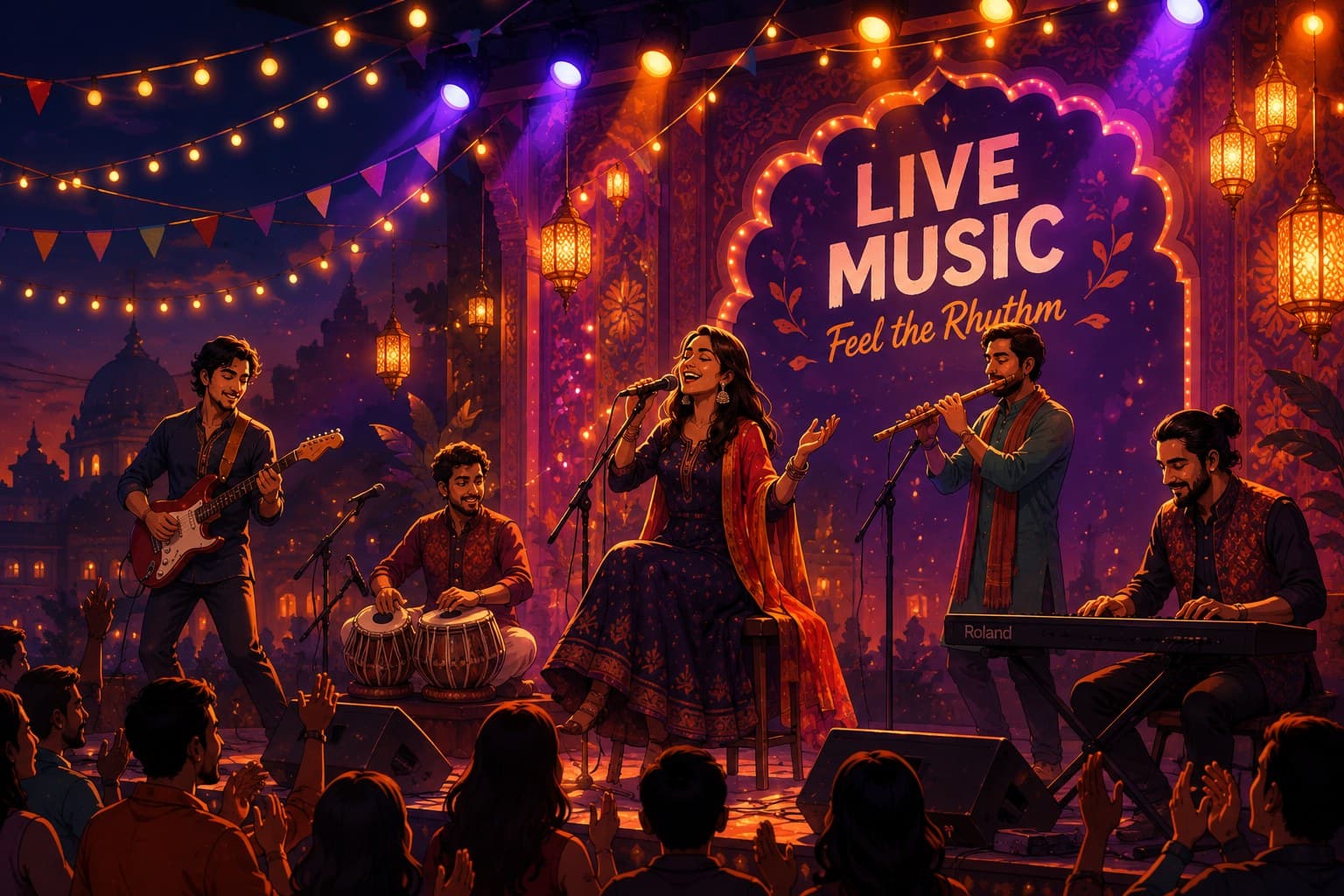 Musicians performing live at the festival